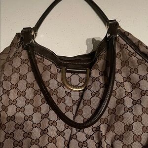 Gucci Beige and Brown GG Canvas Shoulder Bag
